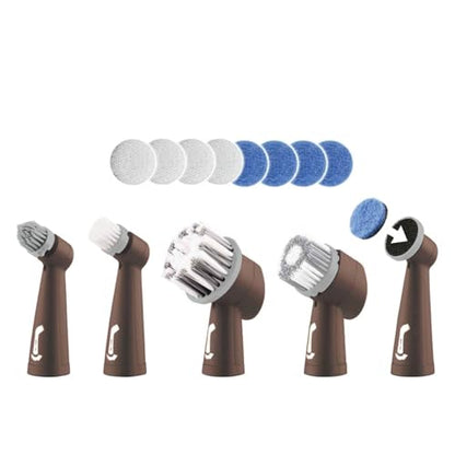 Horsepower Pocket Pony, AS-SEEN-ON-TV, Waterproof, Cordless, Pocket-Sized, Oscillating Power Scrubber, Deep Clean, Tight Spaces, Rechargeable, Grout Lines, Corners & Detailing, 5 Brush Heads & LED