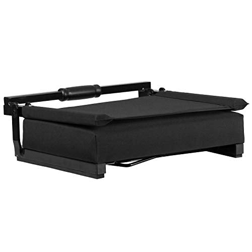 Flash Furniture Grandstand Portable Stadium Seat for Bleachers or Benches, Folding Padded Stadium Chair with Carrying Handle, 500 lb. Weight Capacity, Black