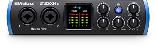 PreSonus Studio 24c 2x2, 192 kHz, USB Audio Interface with Studio One DAW Recording Software
