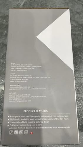 Lille Home Stackable Stainless Steel Thermal Compartment Lunch/Snack Box, 3-Tier Insulated Bento/Food Container with Lunch Bag, Utensils Set and Three Extra Seals, 43OZ (Gray)