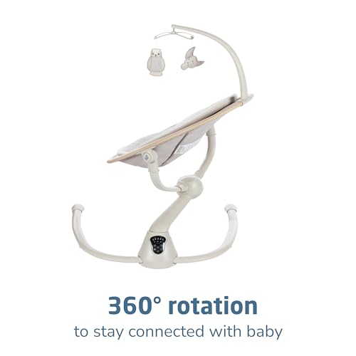 Maxi-Cosi Cassia Baby Swings for Infants: Smart Portable Baby Swing with Music, Lightweight & Foldable Baby Swing, 360 Rotation Infant Swing, Classic Oat