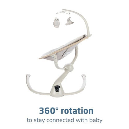 Maxi-Cosi Cassia Baby Swings for Infants: Smart Portable Baby Swing with Music, Lightweight & Foldable Baby Swing, 360 Rotation Infant Swing, Classic Oat