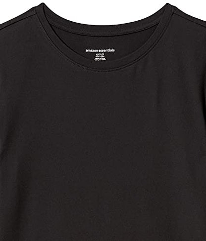 Amazon Essentials Women's Active Quick Dry Tech Stretch Short-Sleeve Crewneck T-Shirt (Available in Plus Size), Pack of 2, Black/Burgundy Space Dye, Medium