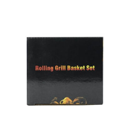 ivtivfu Rolling Grill Baskets (Hexagon), Removable Wooden Handle, 304 Stainless Steel, Nesting Grilling Net, BBQ Accessories Tools for Vegetables Shrimp, Outdoor Cooking Camping, Birthday Gifts for Men Dad Husband