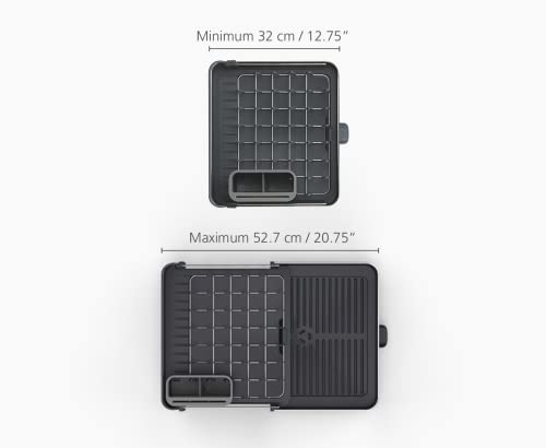 Joseph Joseph Extendable Dish Drying Rack with Dual Parts - Stainless Steel, Non-Scratch, Movable Utensil Drainer & Drainage Spout, Gray