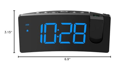 GOLOZA Projection Alarm Clock, Digital Clock with 180° Rotatable Projector, 3-Level Brightness Dimmer, Clear LED Display, USB Charger, Progressive Volume, 9mins Snooze,12/24H, for Bedroom