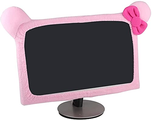 Monfurise 20"-29" Lovely Cute Dustproof Computer Monitor Cover with Cat Ear Laptop TV LCD Screen Monitor Decoration Dust Cover Protector, Pink