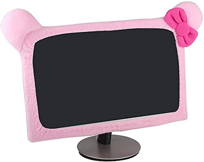Monfurise 20"-29" Lovely Cute Dustproof Computer Monitor Cover with Cat Ear Laptop TV LCD Screen Monitor Decoration Dust Cover Protector, Pink
