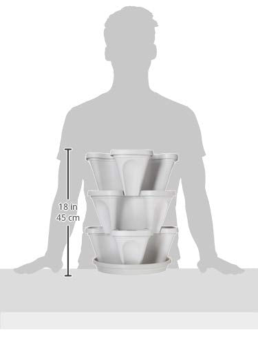 3 Tier Stackable Garden,Indoor,Outdoor Vertical Planter Set,Self Watering Tiers From Top Down,Smart Planting Pots,Used for Strawberries Herbs Peppers Flowers and Succulents (Stone)