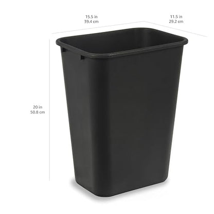 Amazon Basics Trash Can, Rectangular Commercial Office Wastebasket, 10 Gallon (Pack Of 1), Black (Previously AmazonCommercial brand)