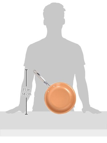 Red Copper 10 inch Pan by BulbHead Ceramic Copper Infused Non-Stick Fry Pan Skillet Scratch Resistant Without PFOA and PTFE Heat Resistant From Stove To Oven Up To 500 Degrees