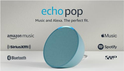 Amazon Echo Pop (newest model), Our smallest Alexa speaker, Fits in any room, Midnight Teal