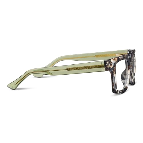 Peepers by PeeperSpecs Women's Spotlight Blue Light Blocking Reading Glasses and No Correction Eyewear Square, Sand Quartz/Green, 1