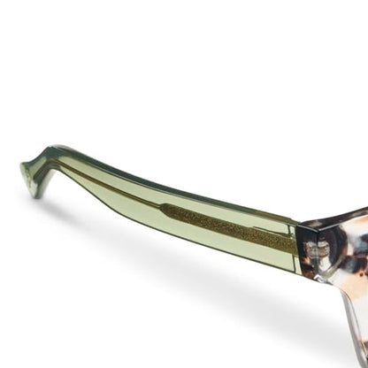 Peepers by PeeperSpecs Women's Spotlight Blue Light Blocking Reading Glasses and No Correction Eyewear Square, Sand Quartz/Green, 1