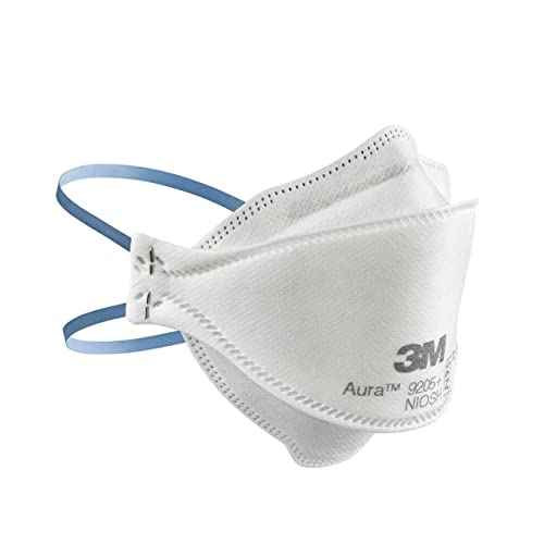 3M Aura Particulate N95 Respirator 9205+, Flat Fold Lightweight Design, Non-Valved, 20 Count (Pack of 1)