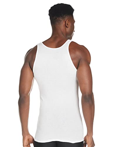 Hanes Men's Pack, Moisture-Wicking Ribbed, Lightweight Cotton Tank Undershirts, White , Large, 6 Count ( Pack of 1)