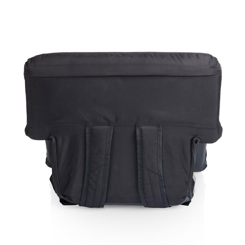 PICNIC TIME Ventura Portable Reclining Stadium Seat with Back Support, Folding Bleacher Chairs with Back and Cushion, Thick Padded Stadium Seat and Armrest, Includes Six Backrest Positions, (Black)