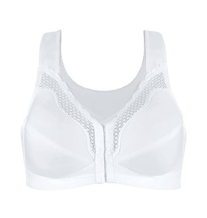 Exquisite Form 5100531 Women's Fully Wireless Cotton Back & Posture Support Bra with Front Closure & Lace White