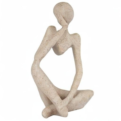 Ozzptuu Sandstone Resin Thinker Style Abstract Sculpture Statue Collectible Figurines Home Office Bookshelf Desktop Decor(Small Sandstone,Left)