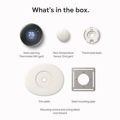 Google Nest Learning Thermostat (4th Gen, 2024) with Nest Temperature Sensor - Energy Saving Smart Thermostat - Works with Alexa, Apple HomeKit and Google Home App - Polished Gold