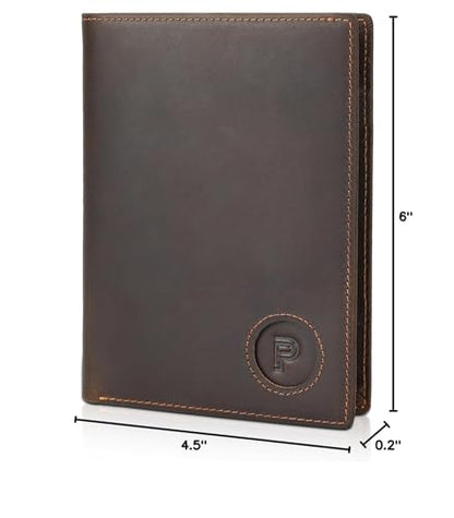 Polare Luxury RFID Blocking Leather Passport Holder Travel Wallet For Men and Women (Dark Brown with AirTag Slot)