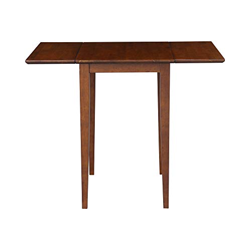 IC International Concepts, Small Drop Leaf Dining Table with Dual 9" Drop Leaf, Solid Real Wood, Sturdy Parawood, Dimensions 36"W x 22"D x 29"H, Espresso