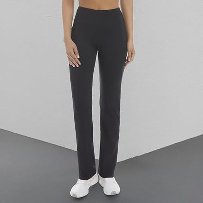 Jockey Women's Premium Pocket Slim Flare Yoga Pants, Deep Black, X-Large