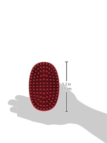 Le Salon Essentials Rubber Grooming Brush with Loop Handle, Red
