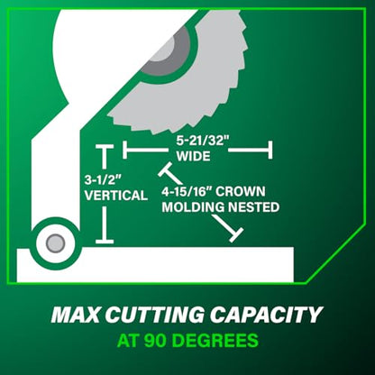 Metabo HPT 10-Inch Compound Miter Saw, 15-Amp Power Saw with Large 10-Inch Table, Precision Miter Angles, Single Bevel 0-45°, 24T TCT Blade, Positive Stops, Lightweight Design, C10FCGS