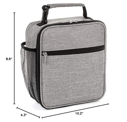 IWTTWY Insulated Lunch Bag, Leakproof Portable Lunch Box for Women Men Boys Girls, Large Capacity Cooler Bag with Handle and Bottle Pocket for Office School Camping Hiking Outdoor Beach Picnic (Grey)