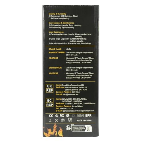 ivtivfu Rolling Grill Baskets, Removable Wooden Handle, 304 Stainless Steel, Nesting Grilling, BBQ Accessories Tools for Vegetable Shrimp, Outdoor Cooking Camping, Birthday Gifts for Men Dad Husband