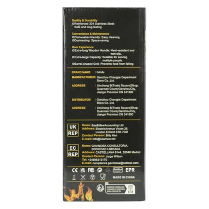 ivtivfu Rolling Grill Baskets, Removable Wooden Handle, 304 Stainless Steel, Nesting Grilling Net, BBQ Accessories Tools for Vegetable Shrimp, Outdoor Cooking Camping, Birthday Gifts for Men Dad Husband