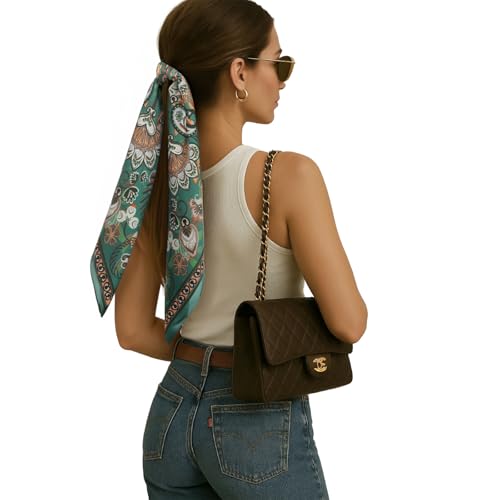 RIIQIICHY 27.5” Head Scarf for Women Hair Wrapping Like Silk Neck Scarves Square Banabana