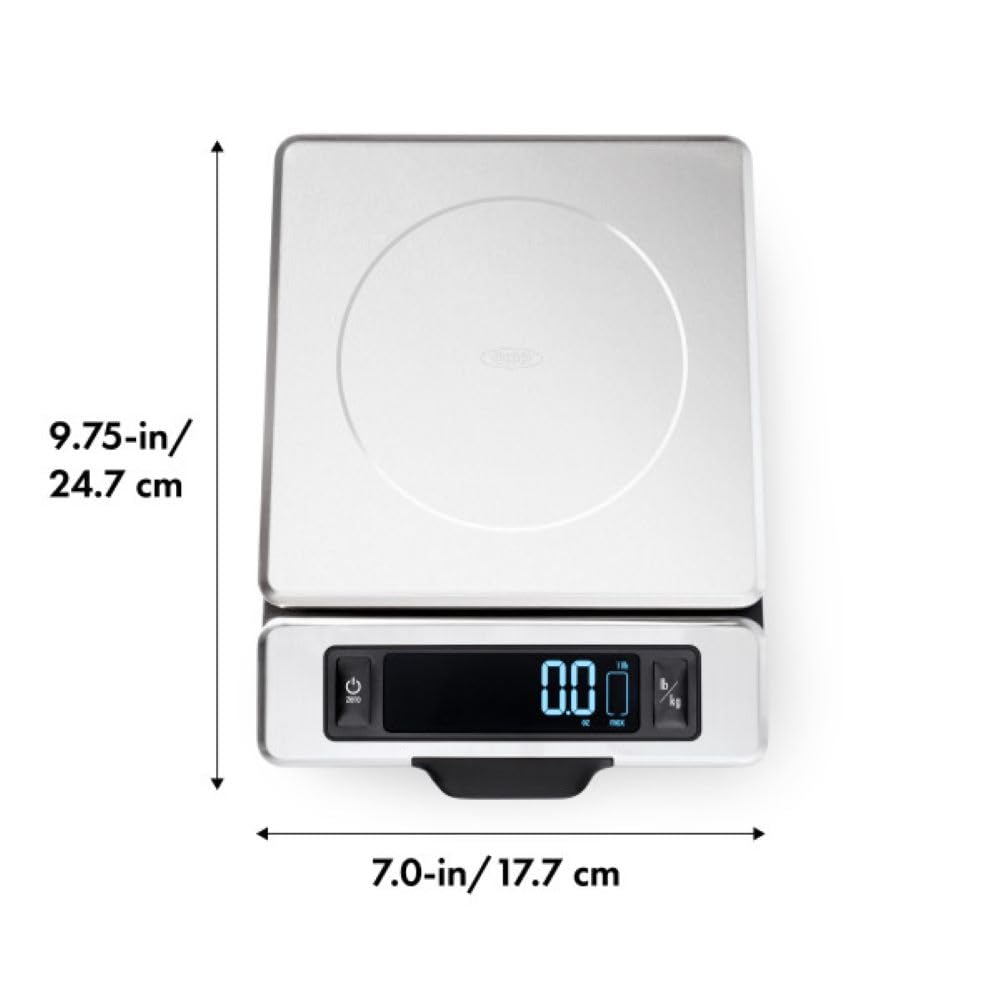 OXO Good Grips 11-Pound Stainless Steel Kitchen Scale with Pull-Out Display - Black