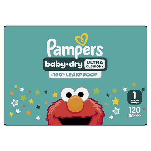 Pampers Diapers - Baby Dry - Size 1, 120 Count, Absorbent Disposable Infant Diaper (Packaging May Vary)