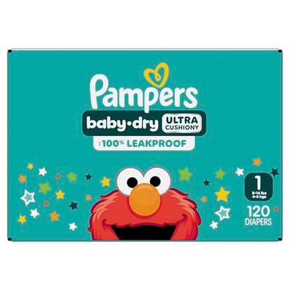 Pampers Diapers - Baby Dry - Size 1, 120 Count, Absorbent Disposable Infant Diaper (Packaging May Vary)