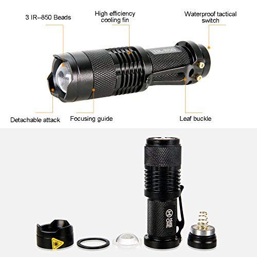 Maketheone IR Torch 3 Watt 850NM Infrared Light Night Vision Flashlight Torch - Infrared Light is Invisible to Human Eyes - to be Used with Night Vision Device (NOT Include Battery)