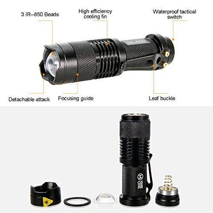 Maketheone IR Torch 3 Watt 850NM Infrared Light Night Vision Flashlight Torch - Infrared Light is Invisible to Human Eyes - to be Used with Night Vision Device (NOT Include Battery)