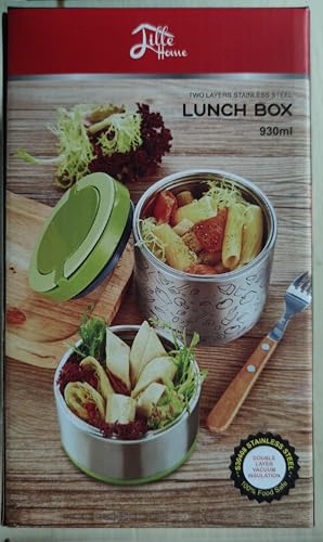 Lille Home Vacuum Insulated Stackable Stainless Steel Thermal Lunch/Snack box, 2-Tier Bento/Food Container with Lunch bag, Smart Diet, Weight Control, 32 Ounces, Pink