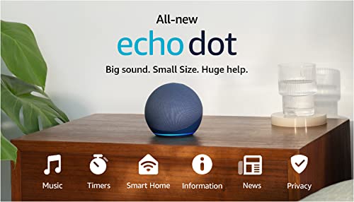Amazon Echo Dot (newest model), Vibrant sounding Alexa speaker, Great for bedrooms, dining rooms and offices, Deep Sea Blue