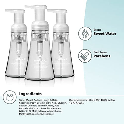 Method Foaming Hand Soap, Sweet Water, Paraben and Phthalate Free, Biodegradable Formula, 10 fl oz (Pack of 3)