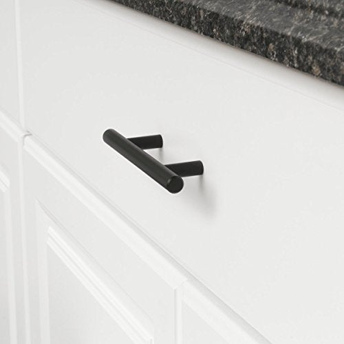 Amazon Basics Euro Bar Cabinet Handle (1/2-inch Diameter), 5.38 in Length (3 in Hole Center), Flat Black, Pack of 10, AB1500-FB-10