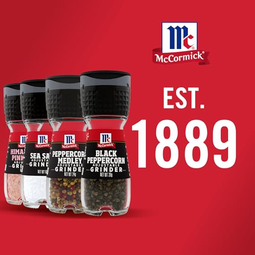 McCormick Salt & Pepper Grinder Variety Pack, Himalayan Pink Salt, Sea Salt, Black Peppercorn, and Peppercorn Medley, 6.47 oz