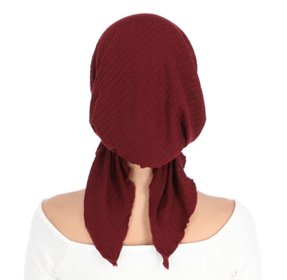 Madison Headwear Pretied Lurex Lines Head Scarves For Women Featuring A Unique Sparkly Finish And Stretchy Ribbed Fabric (Solid Burgundy)