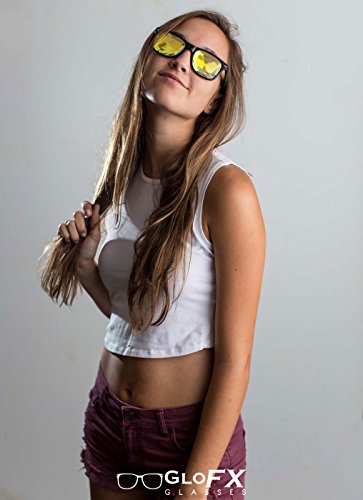 GloFX Ultimate Kaleidoscope Glasses - Black - Rainbow Edm Rave Light Diffraction Music Festival Eyewear (Black)