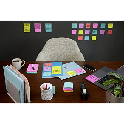 Post-it Super Sticky Notes, 24 Sticky Note Pads, 3 x 3 in., School Supplies, Office Products, 2X The Sticking Power, Supernova Neons Collection