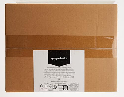 Amazon Basics Portable Security Case Lock Box Safe, Small Lock Box with Code, for College Dorm Room, Home, Combination Lock, XL, Black