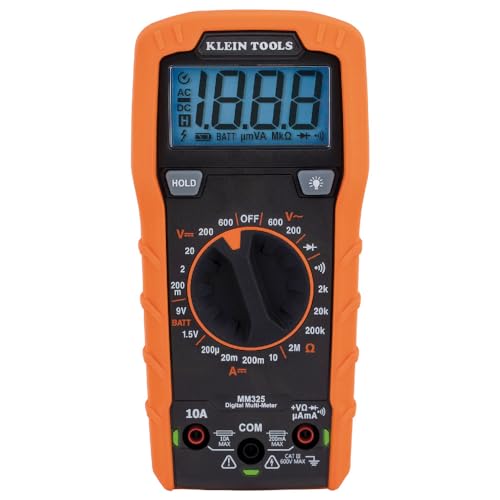 Klein Tools MM325 Multimeter, Digital Manual-Ranging 600V AC/DC Voltage Tester, Tests Batteries, Current, Resistance, Diodes, and Continuity