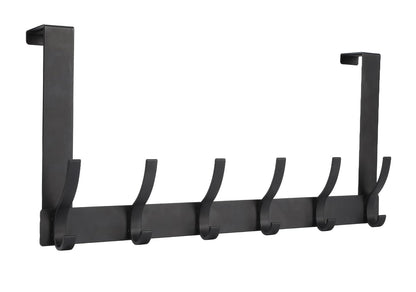 Optish Over The Door Hooks, Door Hanger Hooks for Hanging, Over The Doors Towel Racks for Bathroom with 12 Coat Hook, Coat Rack Dorm Essentials Bathroom Accessories（1 Pack, Black）