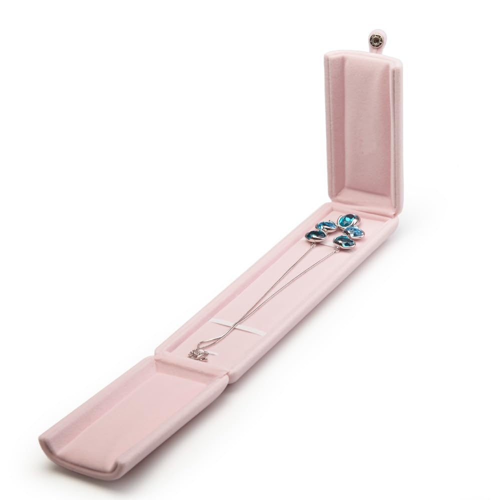 Oirlv Pink Velvet Jewelry Packaging Box Necklace Display Storage Case Necklace Gift Box